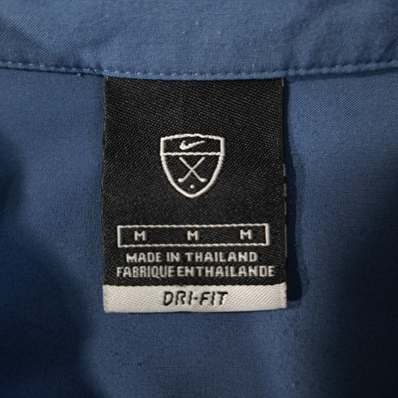 Nike‎ Men's Golf Dri-Fit Button Up Collared Shirt Size Medium Blue Short Sleeve - Picture 3 of 9